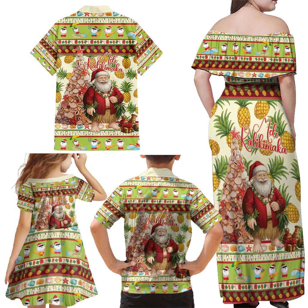 Hawaiian Santa Aloha Pineapple Christmas Family Matching Off Shoulder Maxi Dress and Hawaiian Shirt Mele Kalikimaka - Polynesian Pride