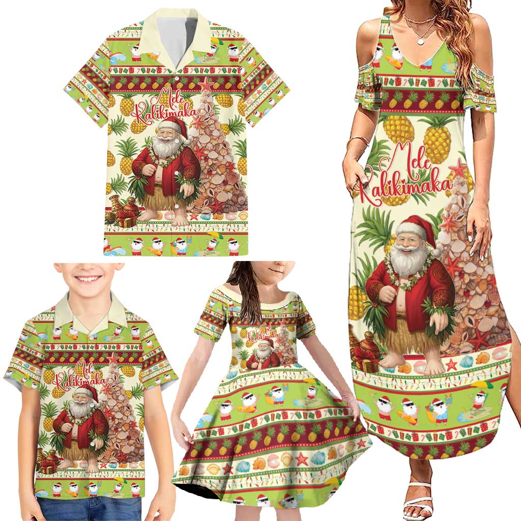 Hawaiian Santa Aloha Pineapple Christmas Family Matching Summer Maxi Dress and Hawaiian Shirt Mele Kalikimaka - Polynesian Pride