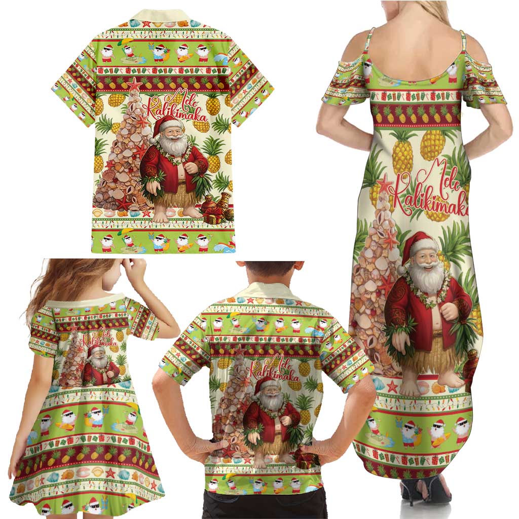 Hawaiian Santa Aloha Pineapple Christmas Family Matching Summer Maxi Dress and Hawaiian Shirt Mele Kalikimaka - Polynesian Pride