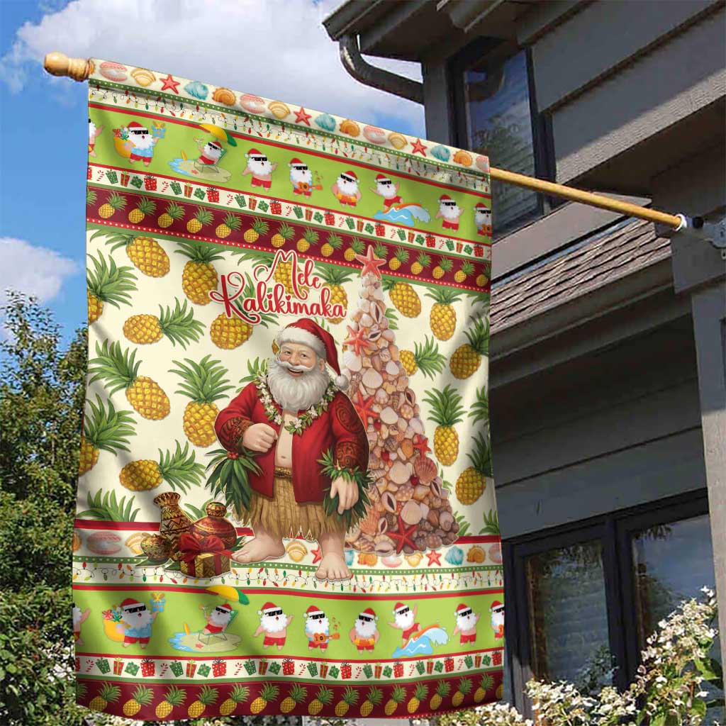 Hawaiian Santa Aloha Pineapple Christmas Garden Flag Mele Kalikimaka - Polynesian Pride