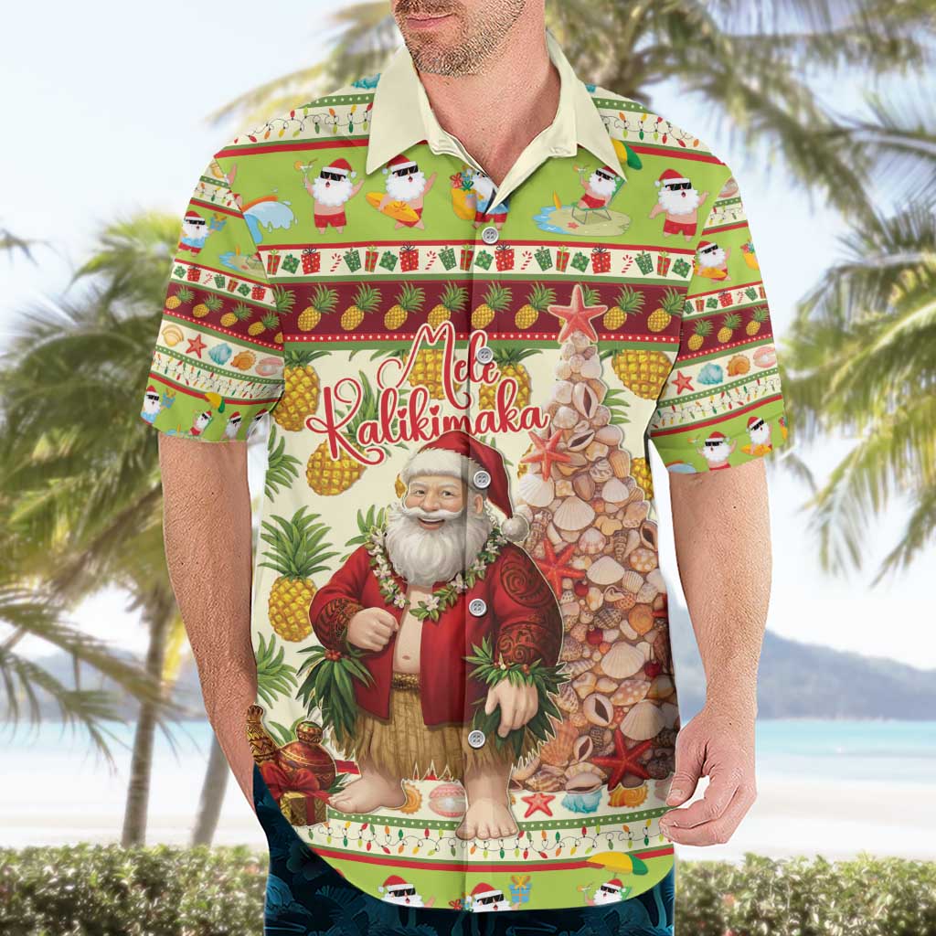 Hawaiian Santa Aloha Pineapple Christmas Hawaiian Shirt Mele Kalikimaka - Polynesian Pride