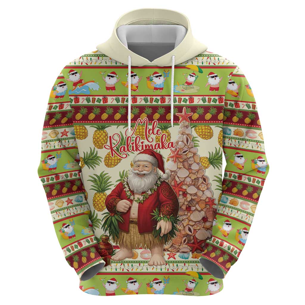 Hawaiian Santa Aloha Pineapple Christmas Hoodie Mele Kalikimaka - Polynesian Pride