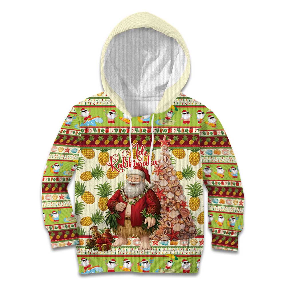 Hawaiian Santa Aloha Pineapple Christmas Kid Hoodie Mele Kalikimaka - Polynesian Pride