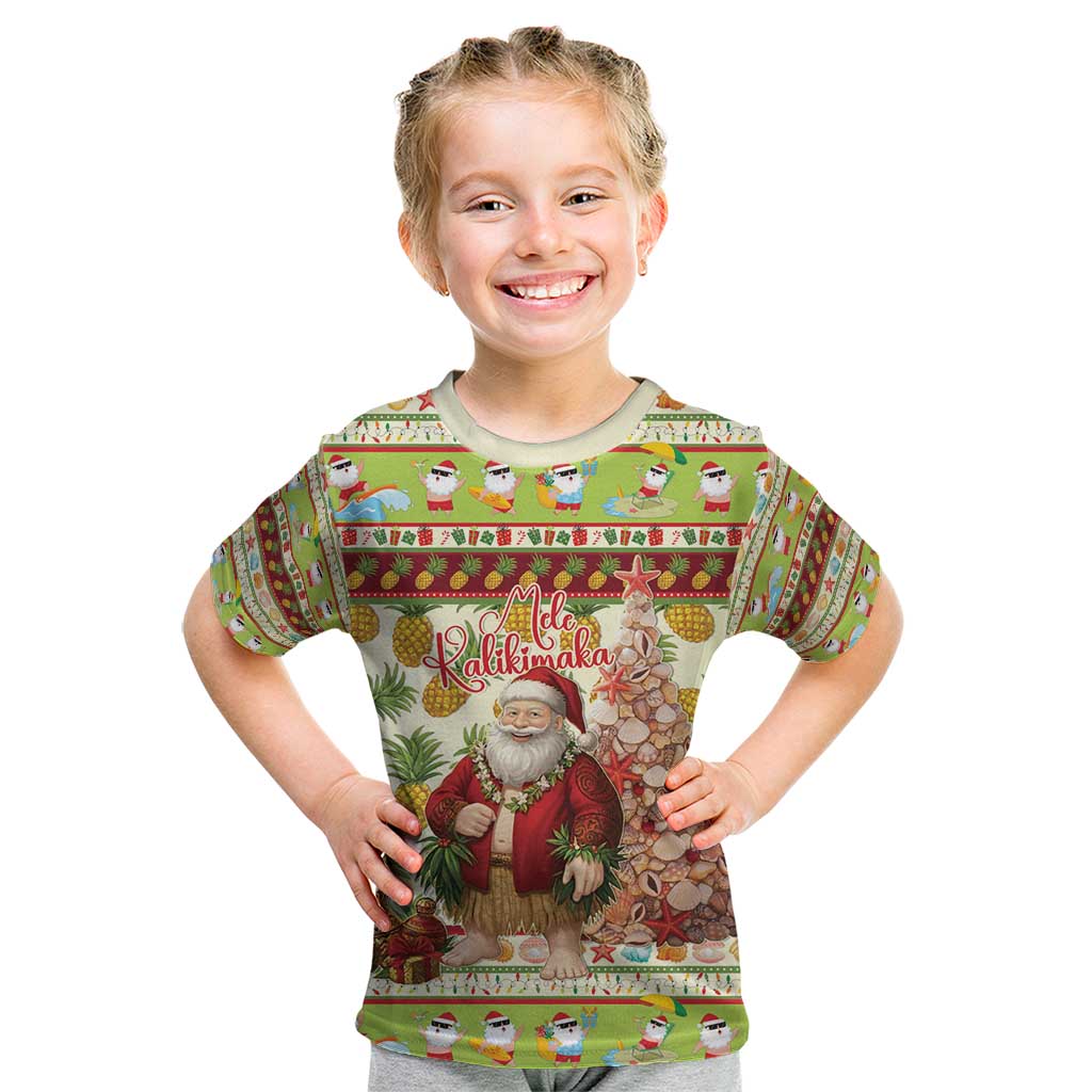 Hawaiian Santa Aloha Pineapple Christmas Kid T Shirt Mele Kalikimaka - Polynesian Pride
