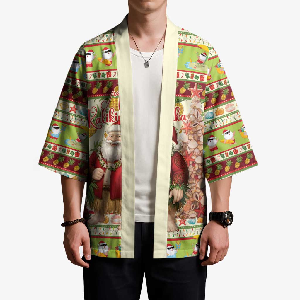 Hawaiian Santa Aloha Pineapple Christmas Kimono Mele Kalikimaka - Polynesian Pride