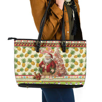 Hawaiian Santa Aloha Pineapple Christmas Leather Tote Bag Mele Kalikimaka LT15 - Polynesian Pride