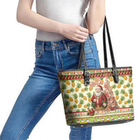Hawaiian Santa Aloha Pineapple Christmas Leather Tote Bag Mele Kalikimaka LT15 - Polynesian Pride