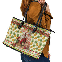 Hawaiian Santa Aloha Pineapple Christmas Leather Tote Bag Mele Kalikimaka LT15 - Polynesian Pride