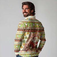 Hawaiian Santa Aloha Pineapple Christmas Long Sleeve Polo Shirt Mele Kalikimaka - Polynesian Pride