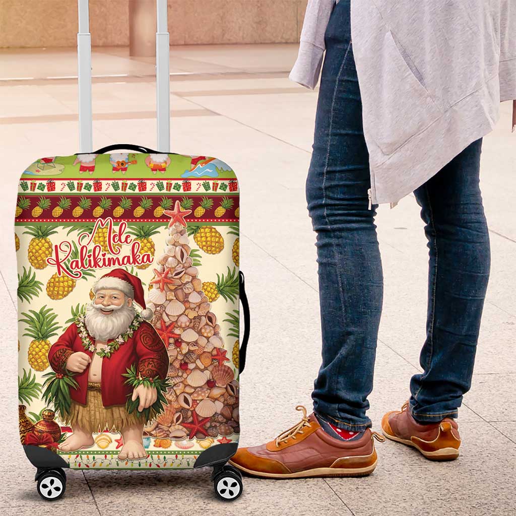 Hawaiian Santa Aloha Pineapple Christmas Luggage Cover Mele Kalikimaka - Polynesian Pride