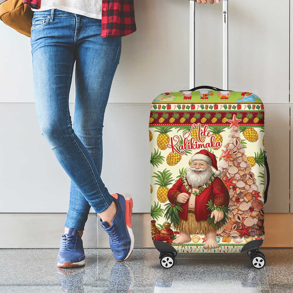 Hawaiian Santa Aloha Pineapple Christmas Luggage Cover Mele Kalikimaka - Polynesian Pride