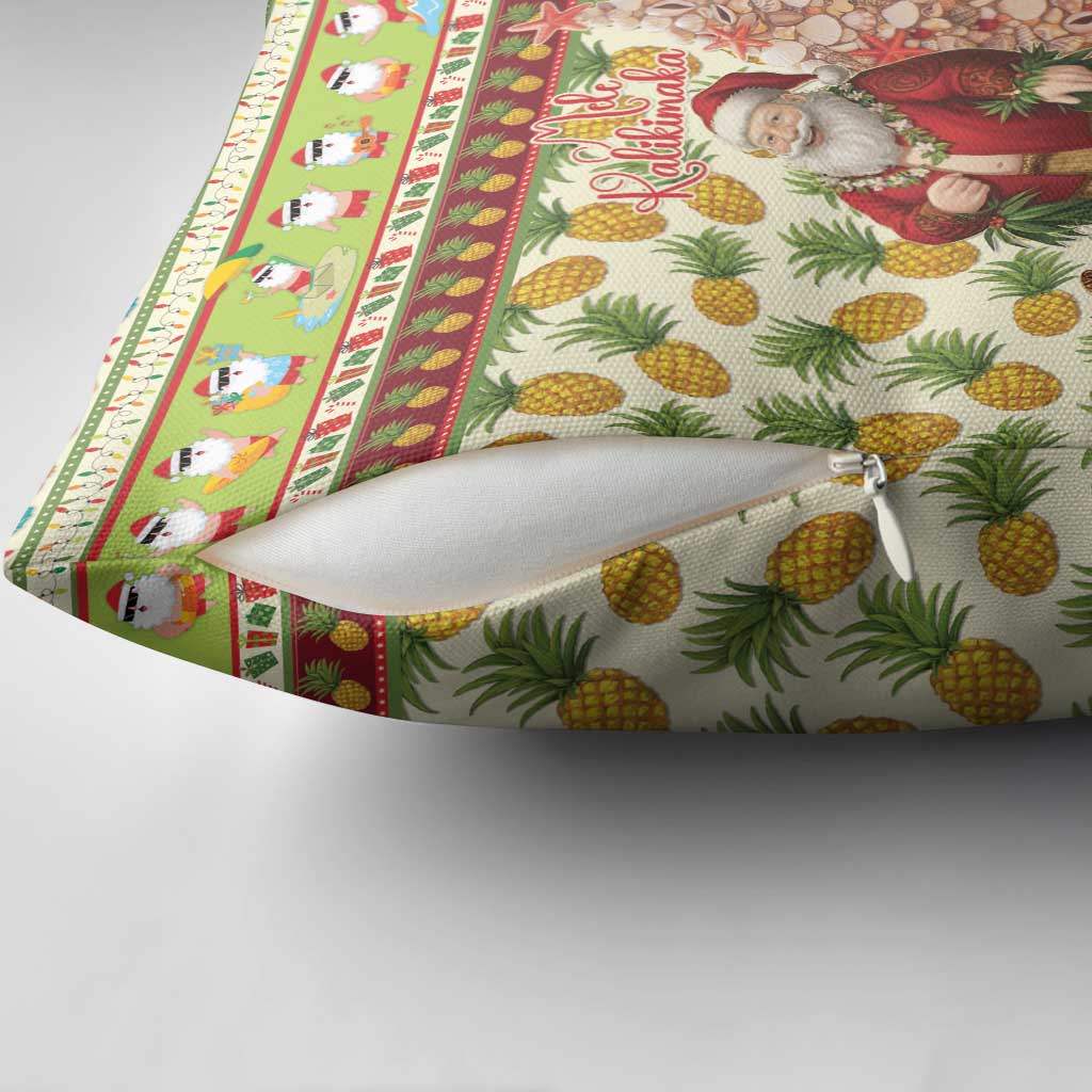 Hawaiian Santa Aloha Pineapple Christmas Pillow Cover Mele Kalikimaka - Polynesian Pride