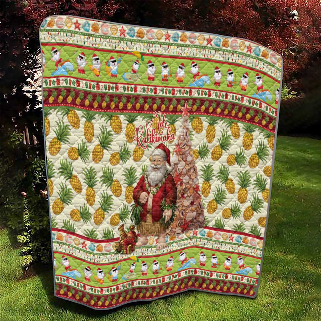 Hawaiian Santa Aloha Pineapple Christmas Quilt Mele Kalikimaka - Polynesian Pride
