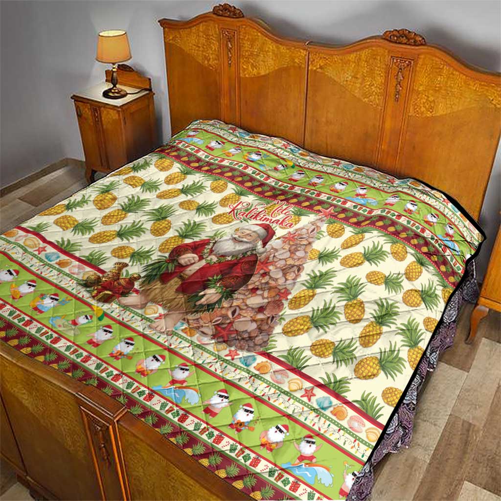 Hawaiian Santa Aloha Pineapple Christmas Quilt Mele Kalikimaka - Polynesian Pride