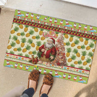 Hawaiian Santa Aloha Pineapple Christmas Rubber Doormat Mele Kalikimaka - Polynesian Pride