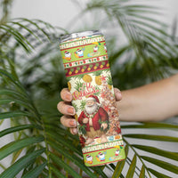 Hawaiian Santa Aloha Pineapple Christmas Skinny Tumbler Mele Kalikimaka - Polynesian Pride