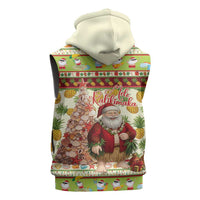 Hawaiian Santa Aloha Pineapple Christmas Sleeveless Zip Hoodie Mele Kalikimaka - Polynesian Pride