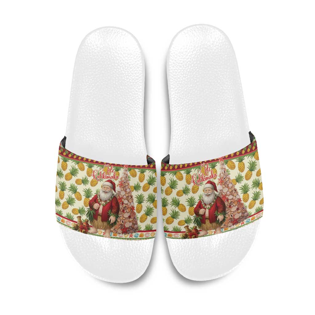 Hawaiian Santa Aloha Pineapple Christmas Slide Sandals Mele Kalikimaka - Polynesian Pride