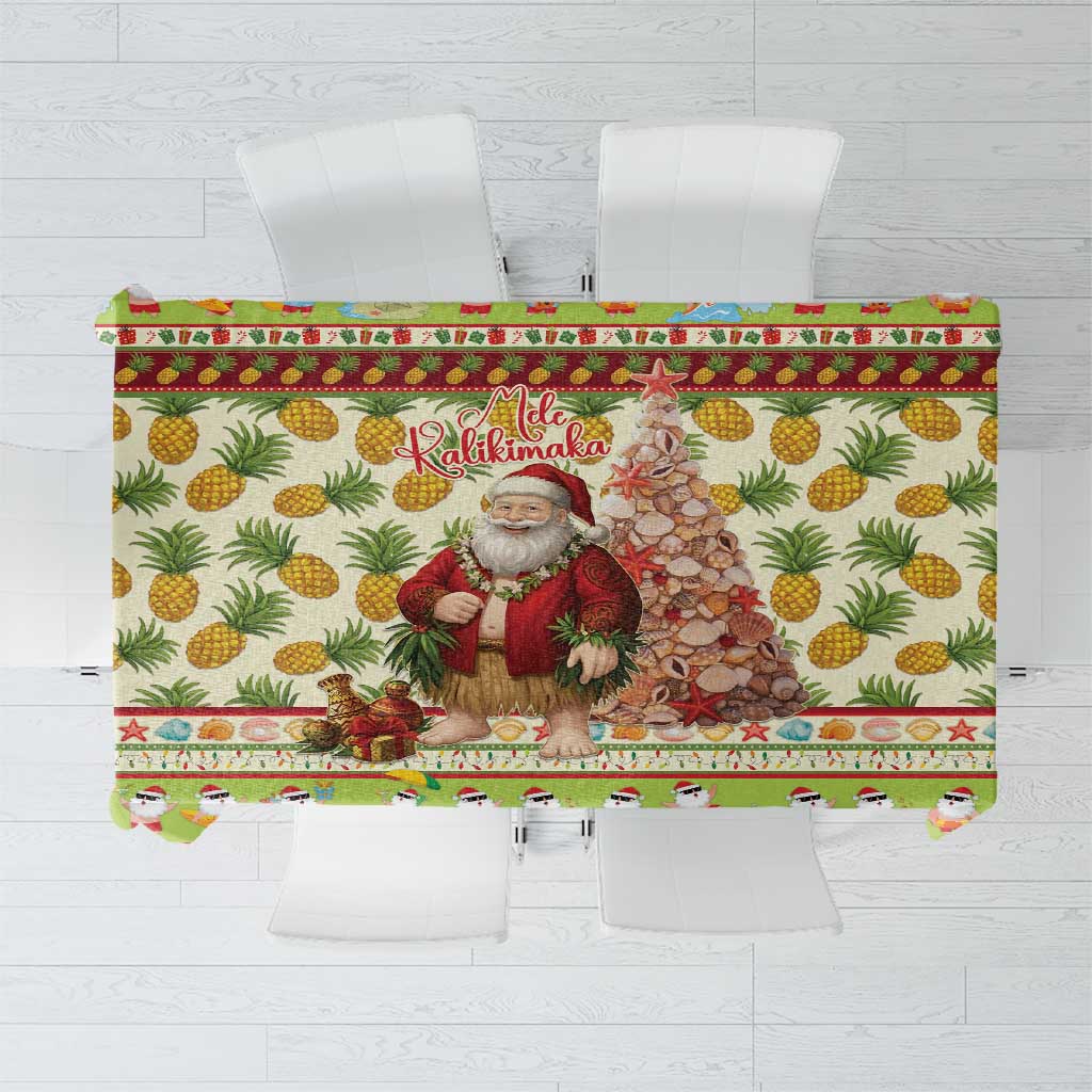 Hawaiian Santa Aloha Pineapple Christmas Tablecloth Mele Kalikimaka - Polynesian Pride