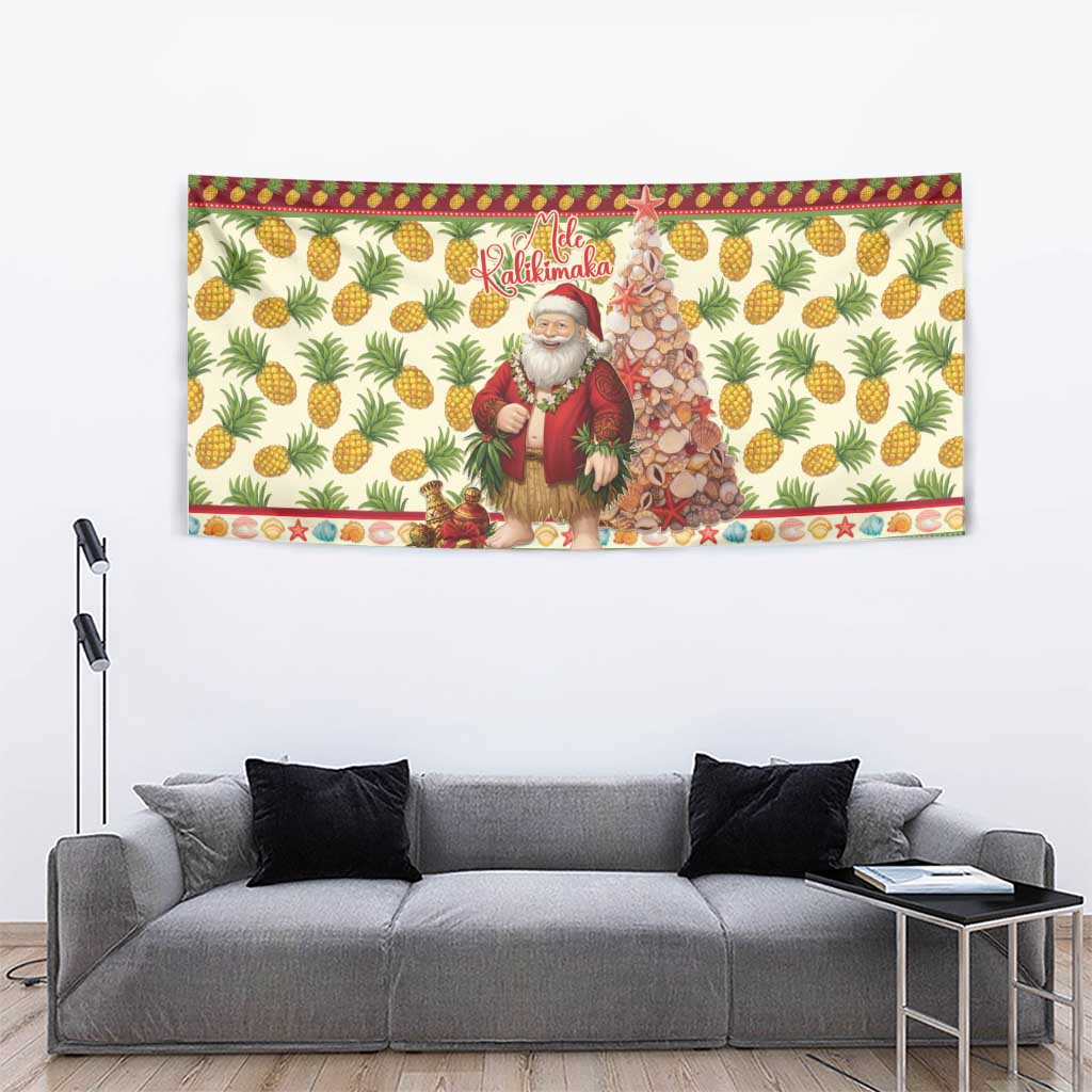 Hawaiian Santa Aloha Pineapple Christmas Tapestry Mele Kalikimaka - Polynesian Pride