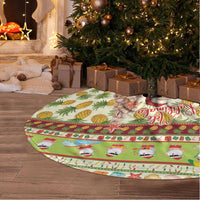 Hawaiian Santa Aloha Pineapple Christmas Tree Skirt Mele Kalikimaka - Polynesian Pride