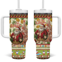 Hawaiian Santa Aloha Pineapple Christmas Tumbler With Handle Mele Kalikimaka - Polynesian Pride