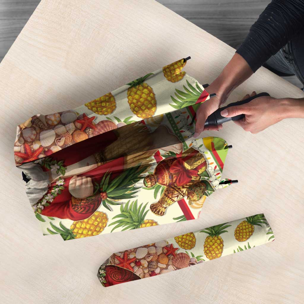 Hawaiian Santa Aloha Pineapple Christmas Umbrella Mele Kalikimaka - Polynesian Pride