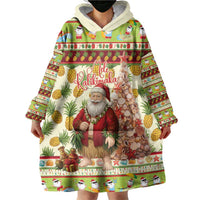 Hawaiian Santa Aloha Pineapple Christmas Wearable Blanket Hoodie Mele Kalikimaka - Polynesian Pride