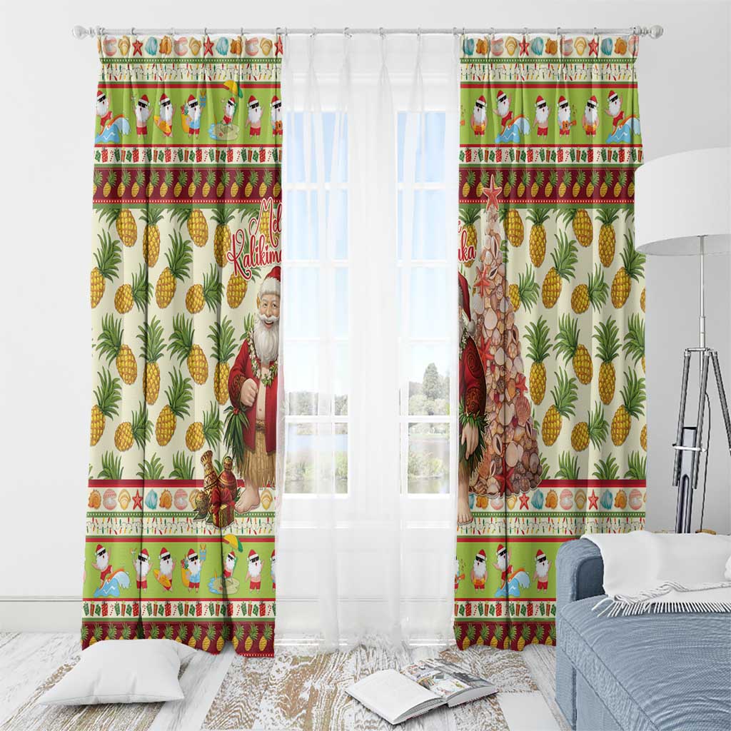 Hawaiian Santa Aloha Pineapple Christmas Window Curtain Mele Kalikimaka - Polynesian Pride