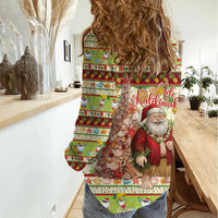 Hawaiian Santa Aloha Pineapple Christmas Women Casual Shirt Mele Kalikimaka - Polynesian Pride