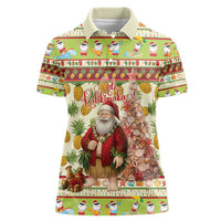 Hawaiian Santa Aloha Pineapple Christmas Women Polo Shirt Mele Kalikimaka - Polynesian Pride