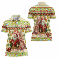 Hawaiian Santa Aloha Pineapple Christmas Women Polo Shirt Mele Kalikimaka - Polynesian Pride