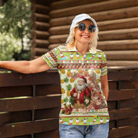 Hawaiian Santa Aloha Pineapple Christmas Women Polo Shirt Mele Kalikimaka - Polynesian Pride