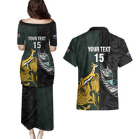 New Zealand and South Africa Rugby Custom Couples Matching Puletasi and Hawaiian Shirt Silver Fern With Springboks