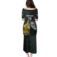New Zealand and South Africa Rugby Custom Family Matching Puletasi and Hawaiian Shirt Silver Fern With Springboks LT15 - Polynesian Pride