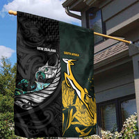 New Zealand and South Africa Rugby Garden Flag Silver Fern With Springboks