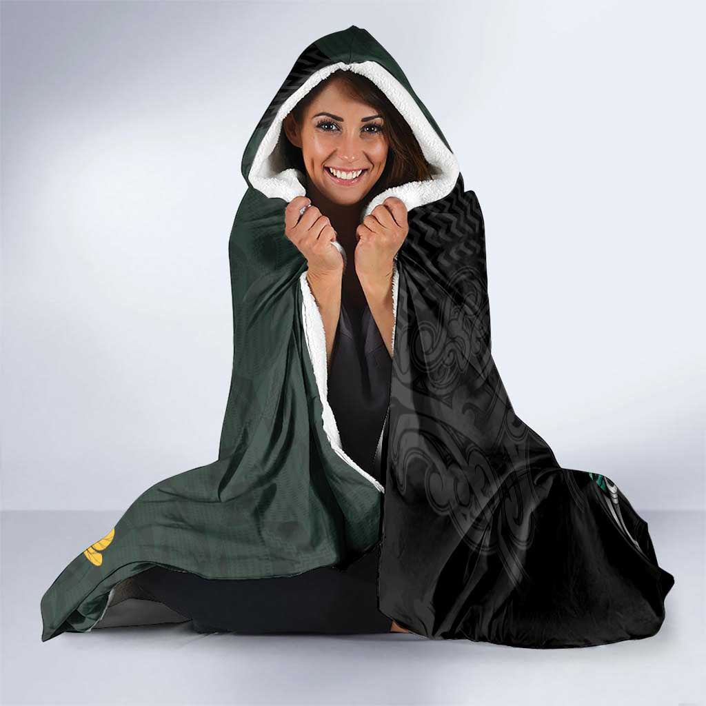 New Zealand and South Africa Rugby Hooded Blanket Silver Fern With Springboks