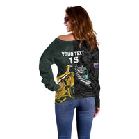 New Zealand and South Africa Rugby Custom Off Shoulder Sweater Silver Fern With Springboks