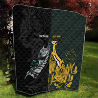 New Zealand and South Africa Rugby Quilt Silver Fern With Springboks LT15 - Polynesian Pride