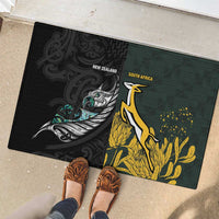 New Zealand and South Africa Rugby Rubber Doormat Silver Fern With Springboks LT15 - Polynesian Pride