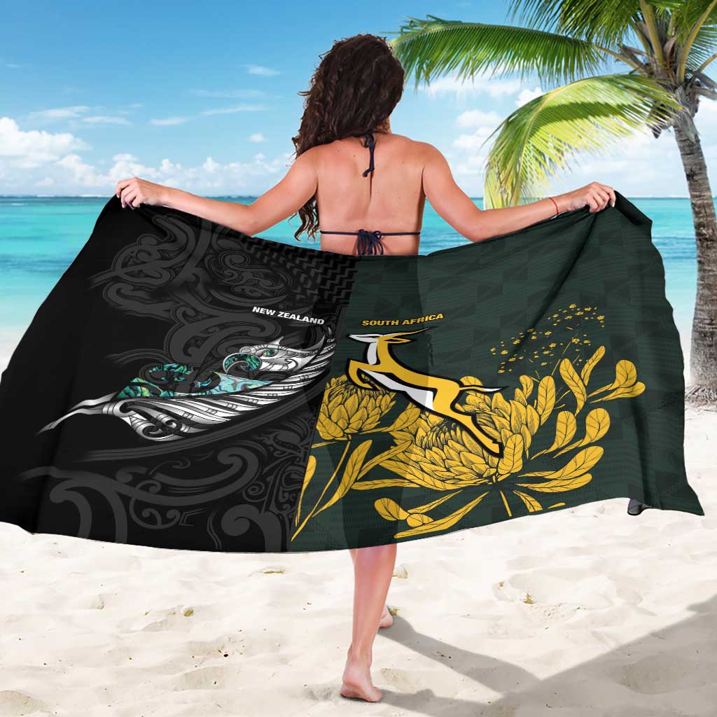 New Zealand and South Africa Rugby Sarong Silver Fern With Springboks LT15 - Polynesian Pride
