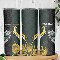 New Zealand and South Africa Rugby Custom Skinny Tumbler Silver Fern With Springboks LT15 - Polynesian Pride