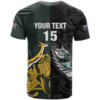 New Zealand and South Africa Rugby Custom T Shirt Silver Fern With Springboks LT15 - Polynesian Pride
