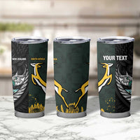 New Zealand and South Africa Rugby Custom Tumbler Cup Silver Fern With Springboks LT15 - Polynesian Pride