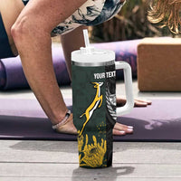 New Zealand and South Africa Rugby Custom Tumbler With Handle Silver Fern With Springboks LT15 - Polynesian Pride