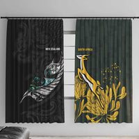 New Zealand and South Africa Rugby Window Curtain Silver Fern With Springboks LT15 With Hooks Black - Polynesian Pride