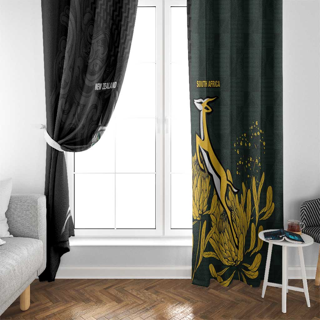 New Zealand and South Africa Rugby Window Curtain Silver Fern With Springboks LT15 - Polynesian Pride