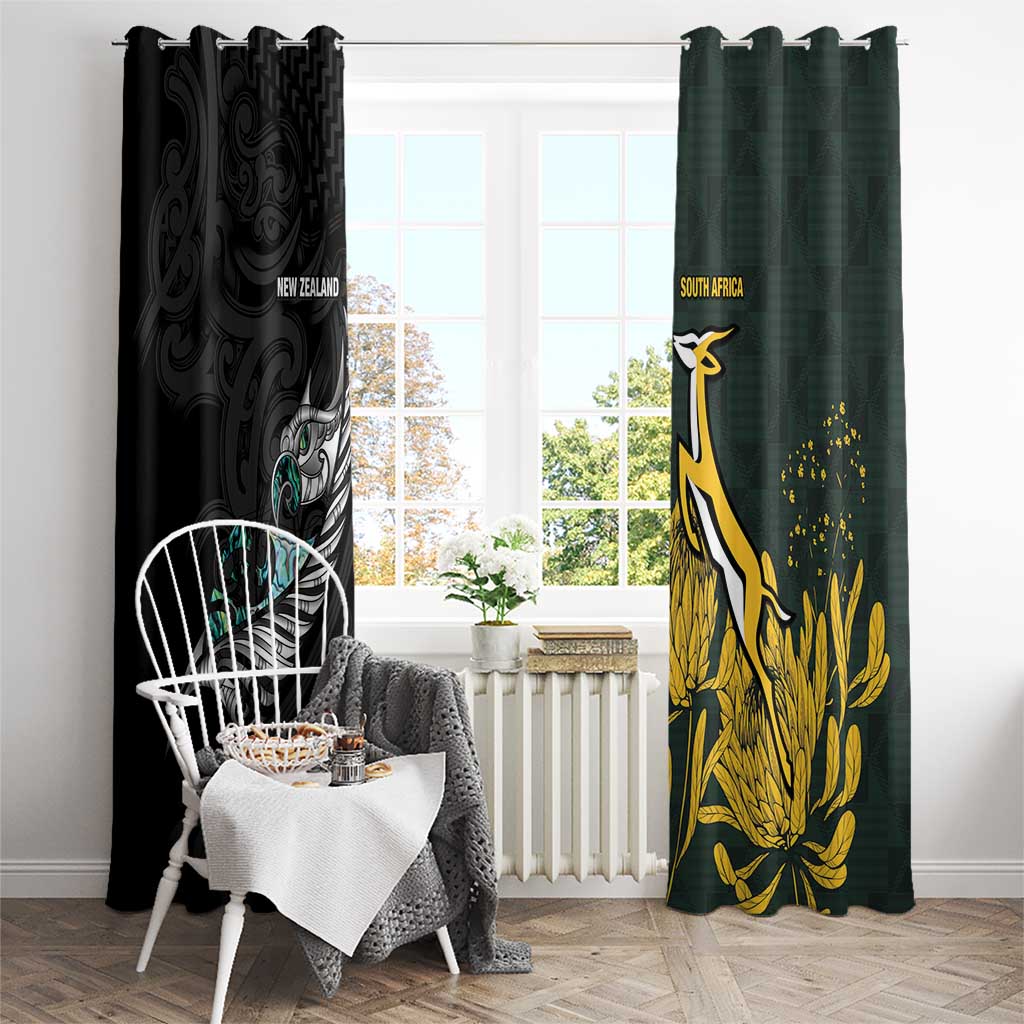 New Zealand and South Africa Rugby Window Curtain Silver Fern With Springboks LT15 - Polynesian Pride
