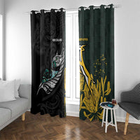 New Zealand and South Africa Rugby Window Curtain Silver Fern With Springboks LT15 With Grommets Black - Polynesian Pride