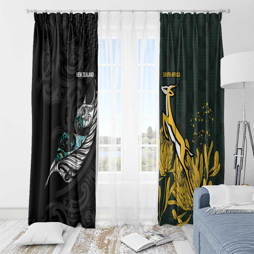 New Zealand and South Africa Rugby Window Curtain Silver Fern With Springboks LT15 - Polynesian Pride